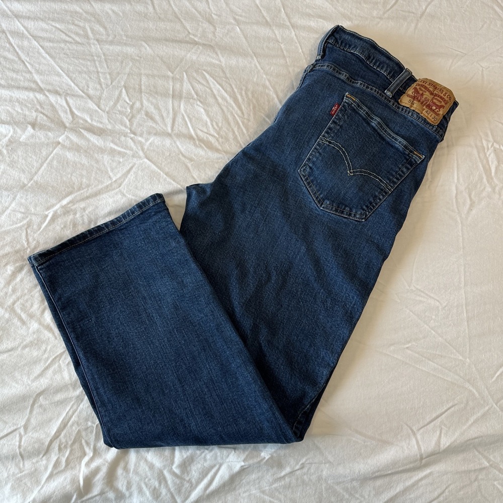 Levi's 514 Straight Fit Stretch‎ Rugged Denim Blue Jeans Mens Size 42 x 30
